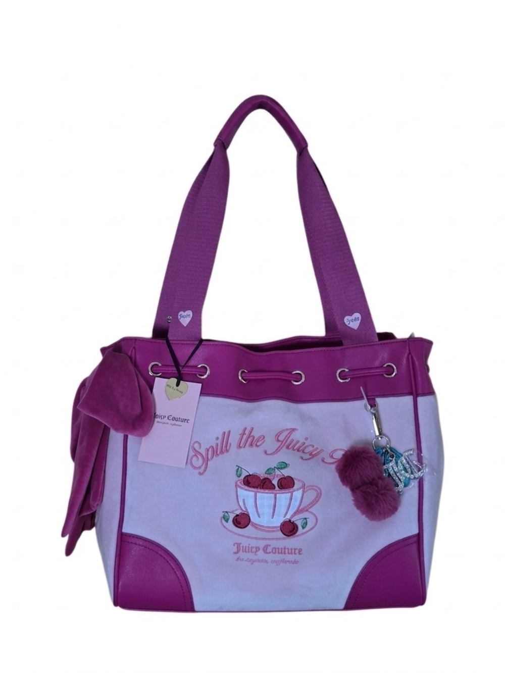 Juicy Couture Pink Clay Sweet Tea Party  Spill The Juice Tote